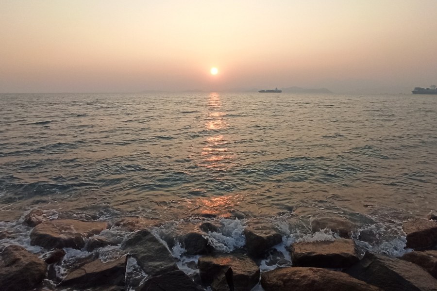 cyberport waterfront park sunset hong kong