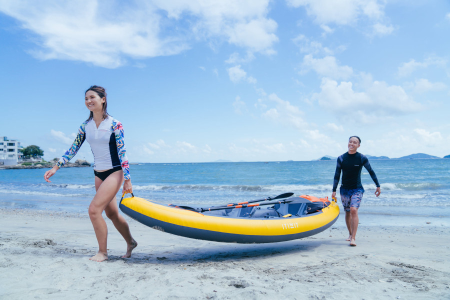 boy and girl wearing beachwear from decathlon