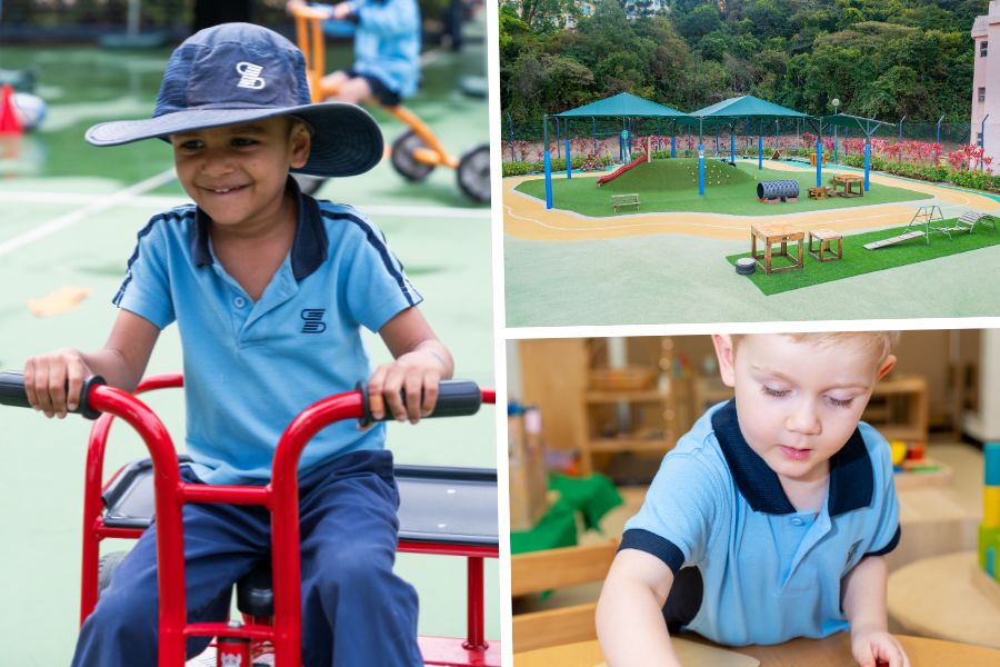 Children enjoying the outdoor space and classrooms at DBIS Kindergarten