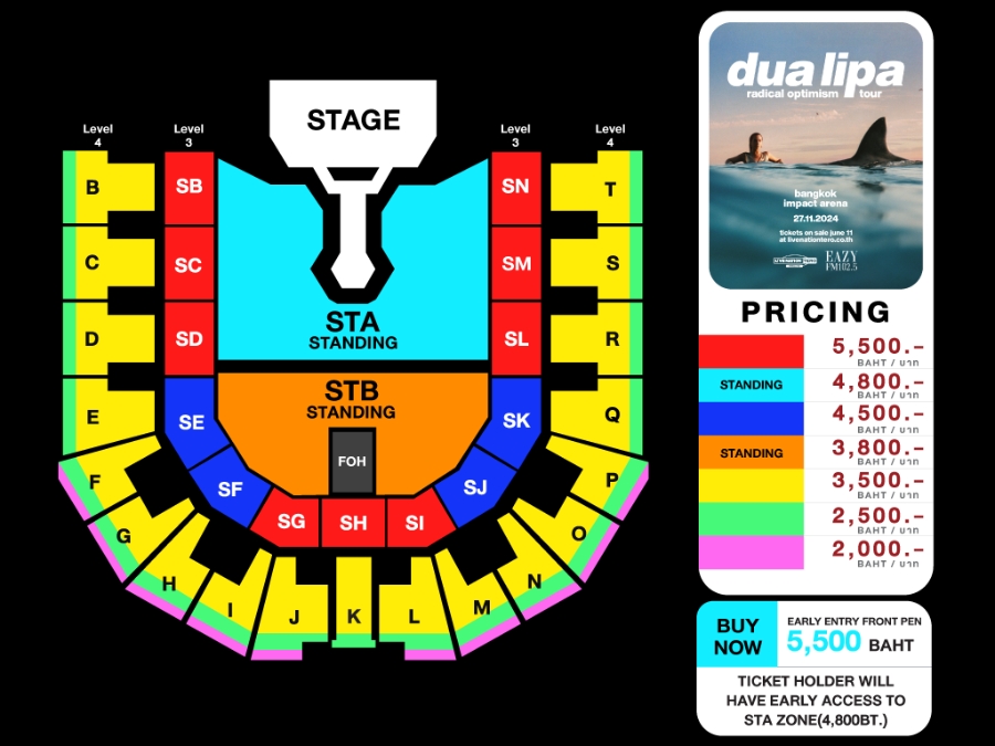 dua lipa bangkok seating chart