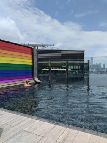 rainbow decoration at hyatt centric hotel pool