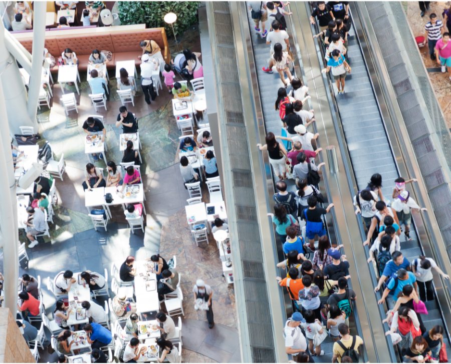 escalator at langham place hong kong