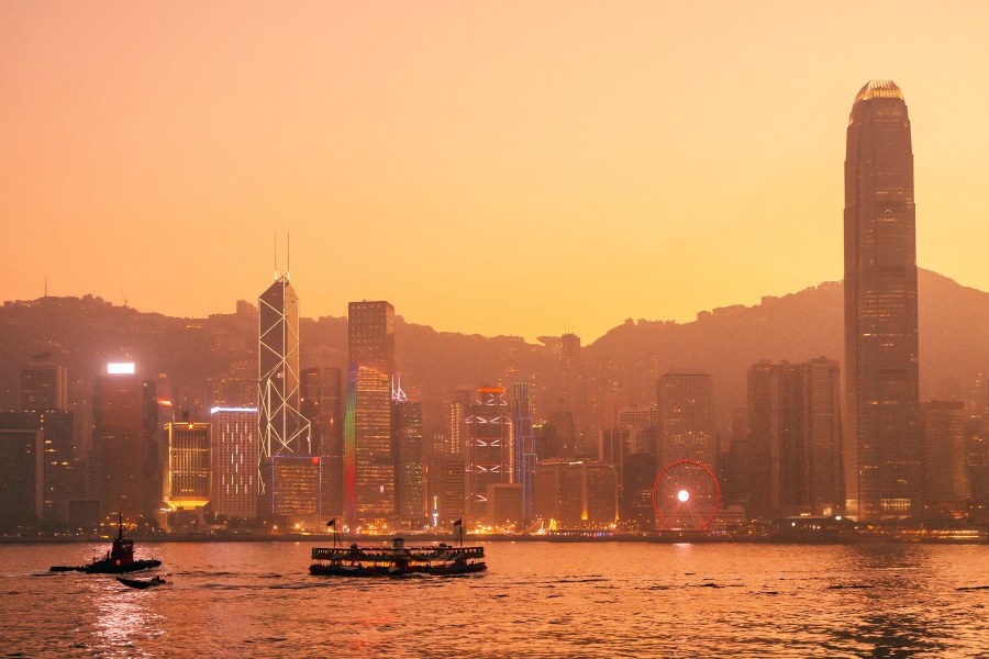 tsim sha tsui promenade sunset hong kong